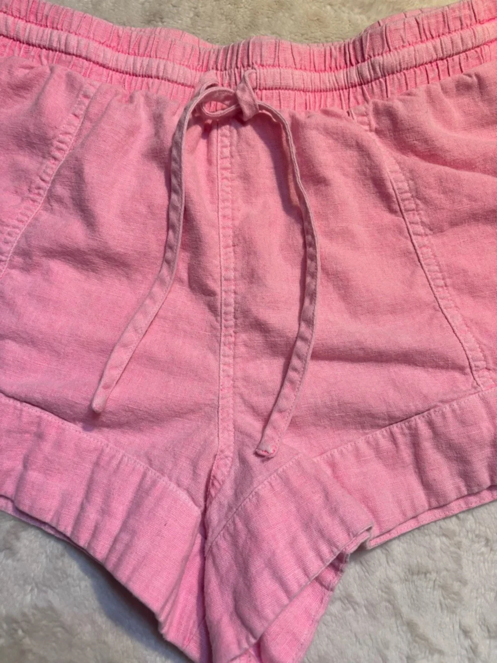 Universal Thread Shorts XS Pink Linen Rayon Elastic Waist Drawstring Casual